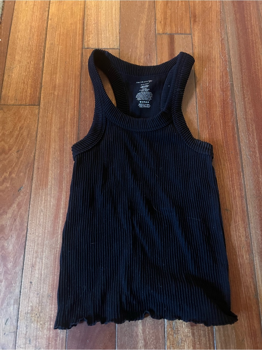 Free People Black Ribbed Racerback Tank Top
